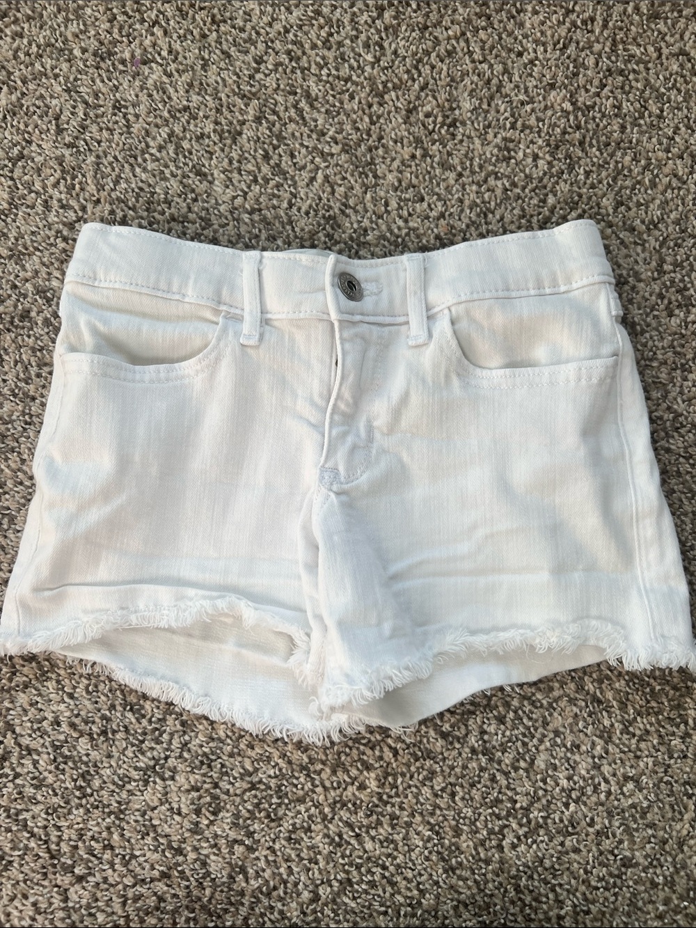 abercrombie kids White Frayed Hem Denim Shorts